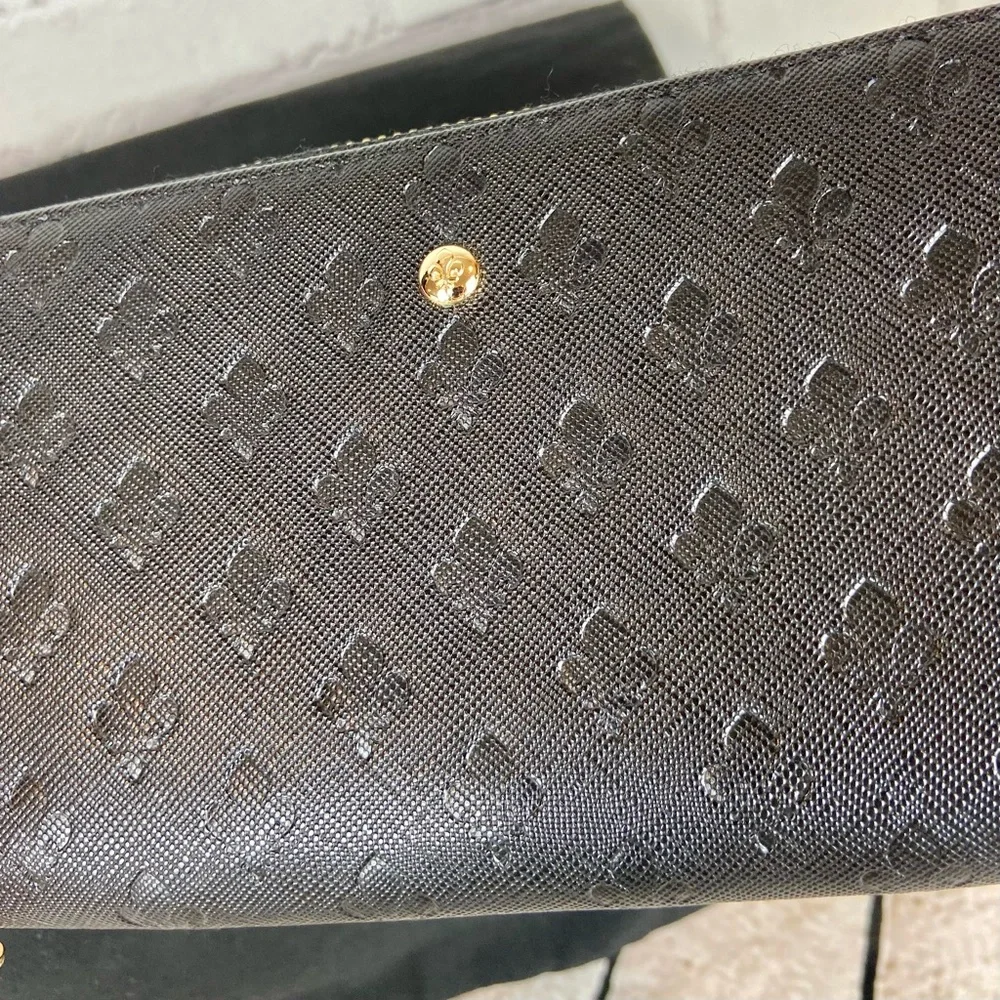 Patrick Cox fleur de lis black leather zippy zip around long wallet *new* - Picture 6 of 16